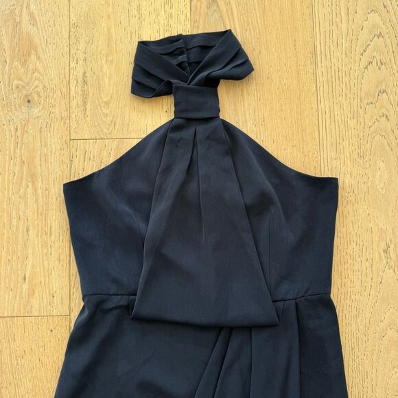 Shona Joy Core Knot Halter Neck Navy Blue Cocktail Midi Party Dress Size 6 Small - Picture 4 of 9